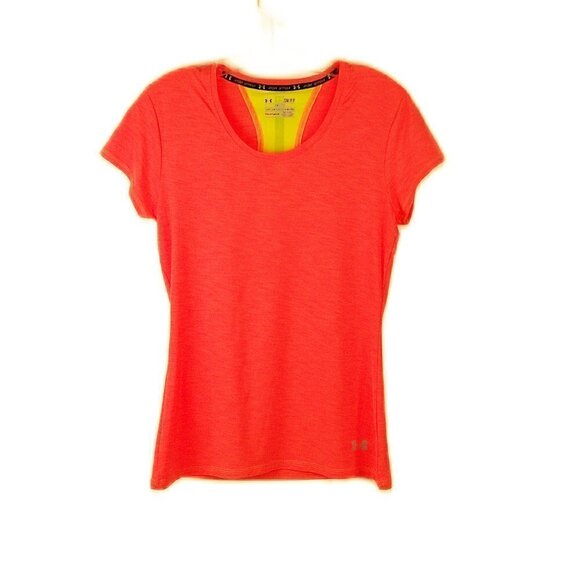 Under Armouir Run - Bright Orange Short Sleeve Shirt - Size Small - Picture 1 of 5